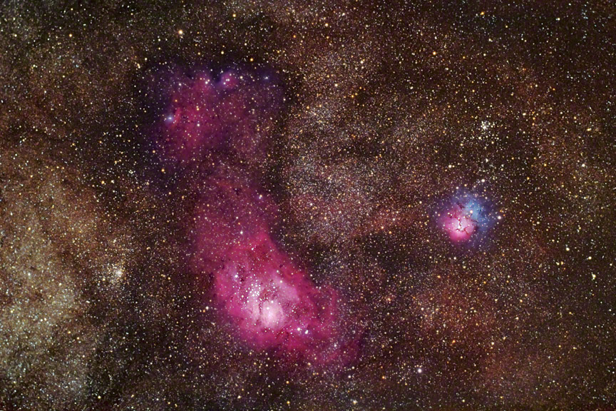 The Lagoon + Trifid Nebulae + NGC 6559