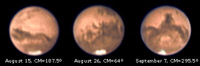 Three images of Mars 2003
